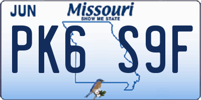 MO license plate PK6S9F