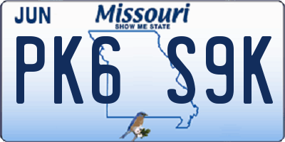 MO license plate PK6S9K