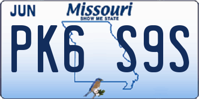 MO license plate PK6S9S