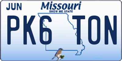 MO license plate PK6T0N