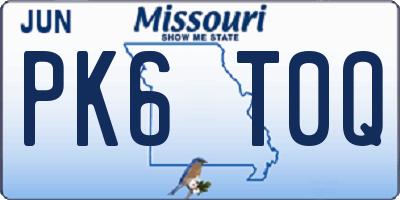 MO license plate PK6T0Q