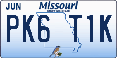 MO license plate PK6T1K