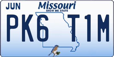 MO license plate PK6T1M