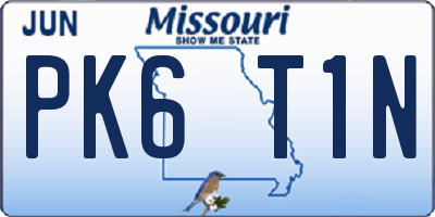 MO license plate PK6T1N