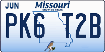 MO license plate PK6T2B