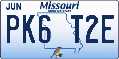 MO license plate PK6T2E