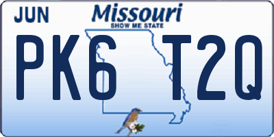 MO license plate PK6T2Q