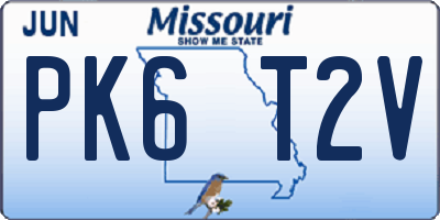 MO license plate PK6T2V