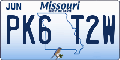 MO license plate PK6T2W