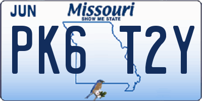 MO license plate PK6T2Y