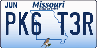 MO license plate PK6T3R
