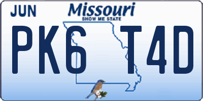 MO license plate PK6T4D