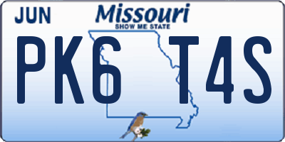 MO license plate PK6T4S