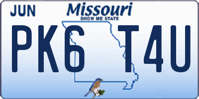 MO license plate PK6T4U
