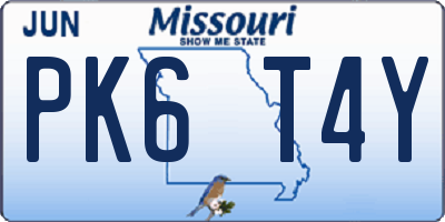MO license plate PK6T4Y