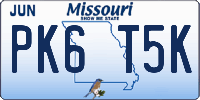 MO license plate PK6T5K