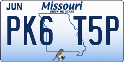 MO license plate PK6T5P