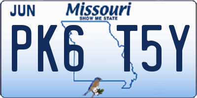MO license plate PK6T5Y