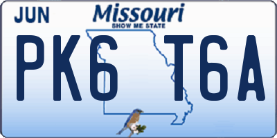 MO license plate PK6T6A