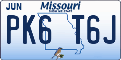 MO license plate PK6T6J