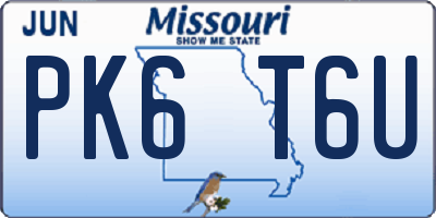 MO license plate PK6T6U