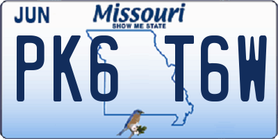 MO license plate PK6T6W