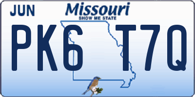 MO license plate PK6T7Q