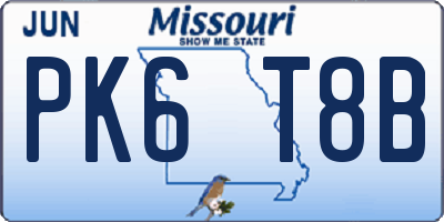 MO license plate PK6T8B