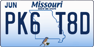 MO license plate PK6T8D
