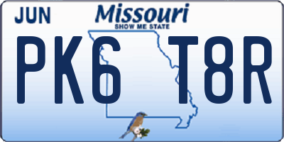 MO license plate PK6T8R