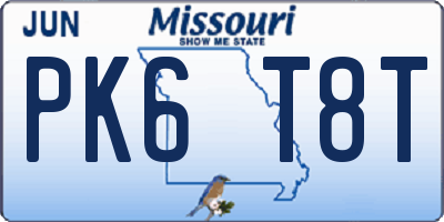 MO license plate PK6T8T