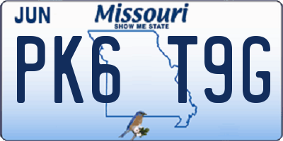 MO license plate PK6T9G