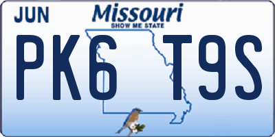 MO license plate PK6T9S