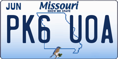 MO license plate PK6U0A