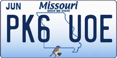 MO license plate PK6U0E