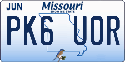MO license plate PK6U0R