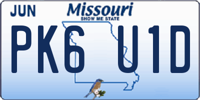 MO license plate PK6U1D