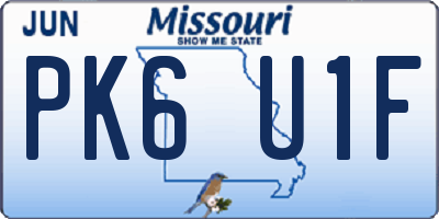 MO license plate PK6U1F