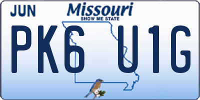 MO license plate PK6U1G