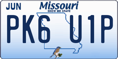 MO license plate PK6U1P