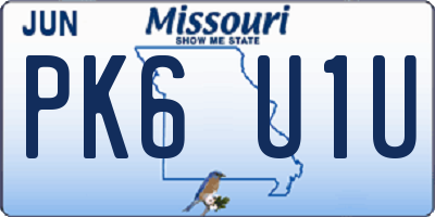 MO license plate PK6U1U