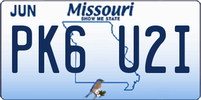MO license plate PK6U2I