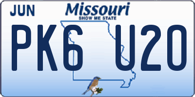 MO license plate PK6U2O