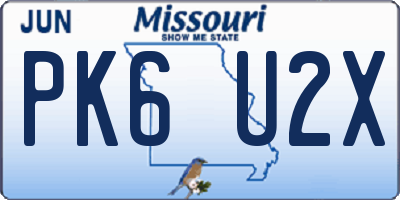 MO license plate PK6U2X