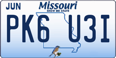 MO license plate PK6U3I
