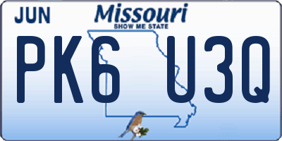 MO license plate PK6U3Q