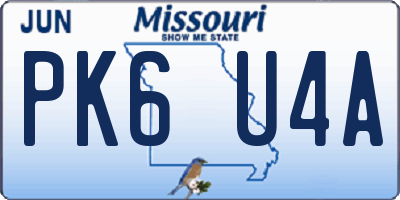 MO license plate PK6U4A