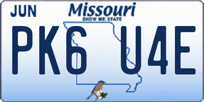 MO license plate PK6U4E