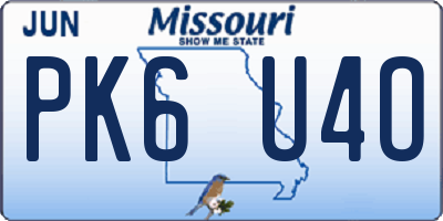 MO license plate PK6U4O