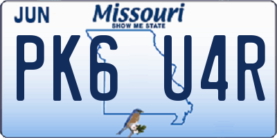 MO license plate PK6U4R